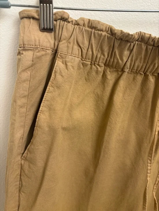 J.Crew NWT Linen Blend Wide Leg Crop Pants Tan Drawstring Elastic Waist M - Picture 5 of 15